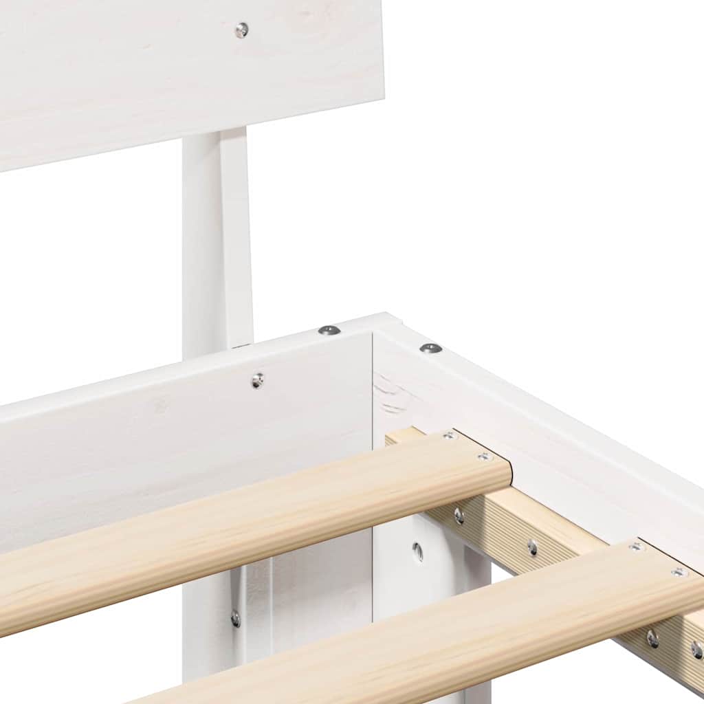 Sengestel med hovedgærde Hvid 200 x 200 cm Massiv fyrretræ