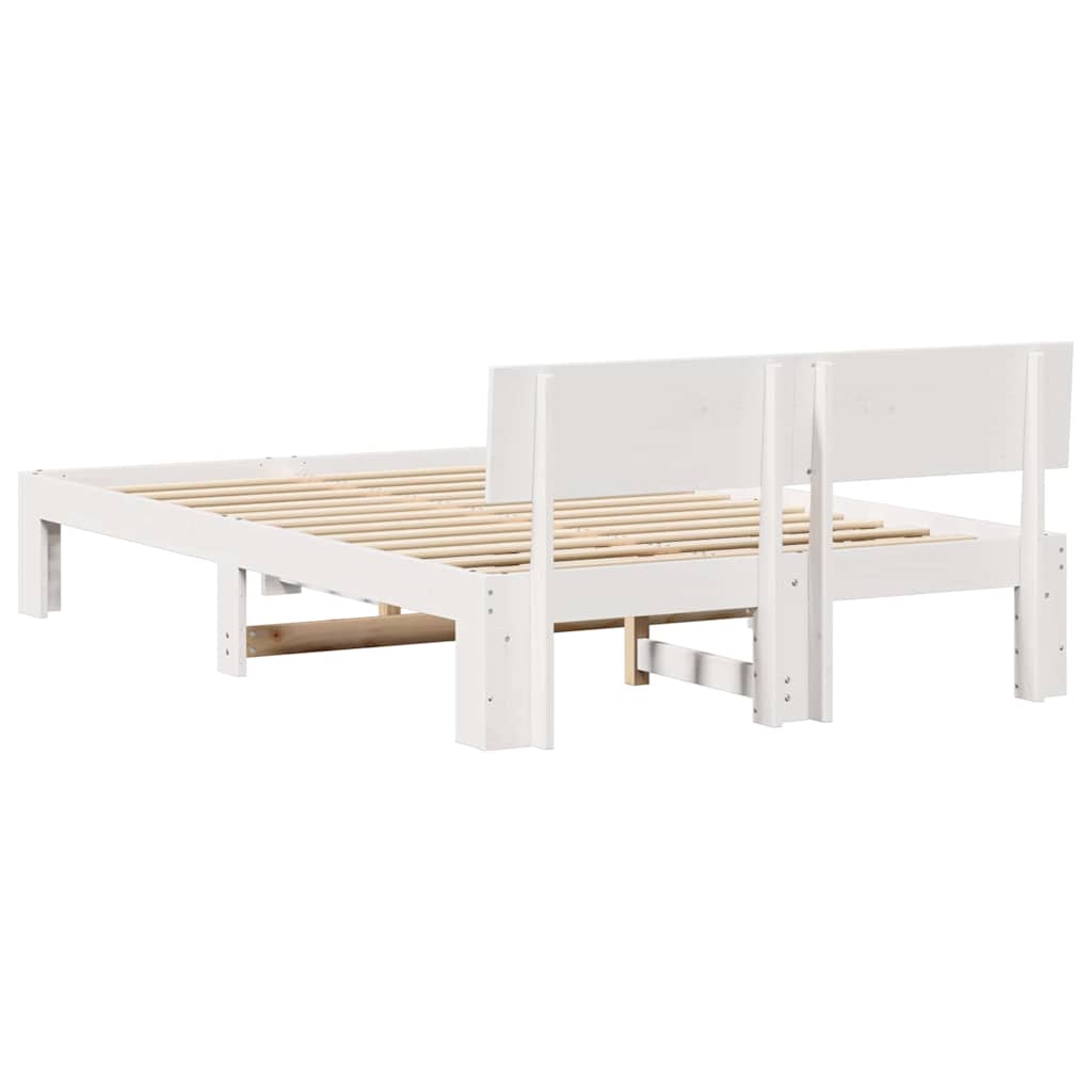 Sengestel med hovedgærde Hvid 140 x 190 cm Massiv fyrretræ