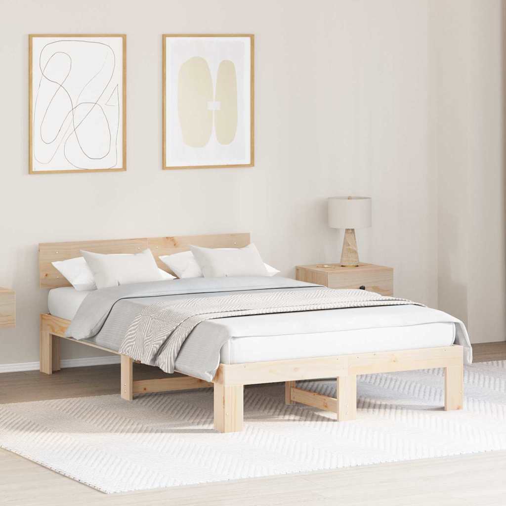 Sengestel Naturfarvet 120 x 190 cm Massiv fyrretræ
