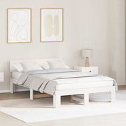 Sengestel med hovedgærde Hvid 120 x 190 cm Massiv fyrretræ