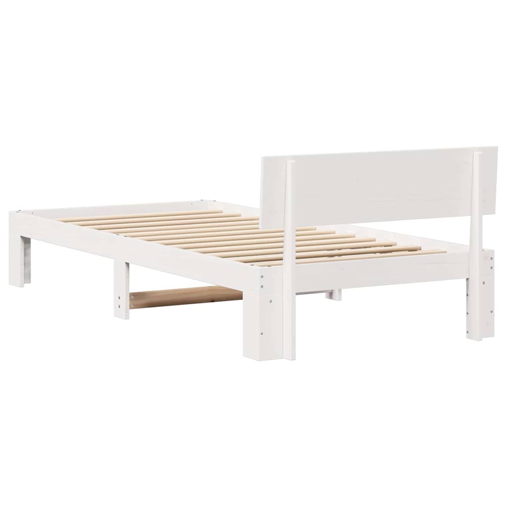Sengestel med hovedgærde Hvid 100 x 200 cm Massiv fyrretræ