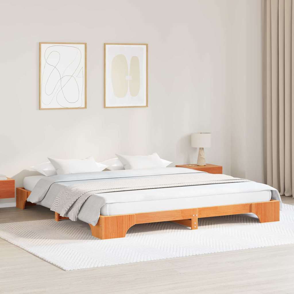 Sengestel Voks brun 200 x 200 cm Massiv fyrretræ