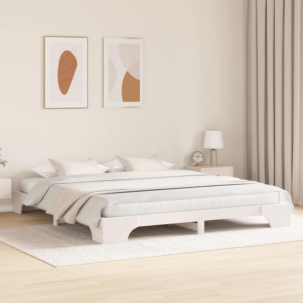 Sengestel Hvid 180 x 200 cm Massiv fyrretræ