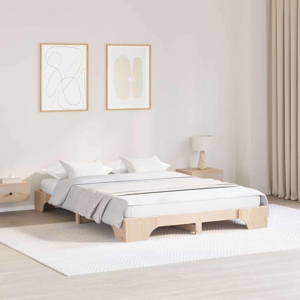 Sengestel Naturfarvet 160 x 200 cm Massiv fyrretræ