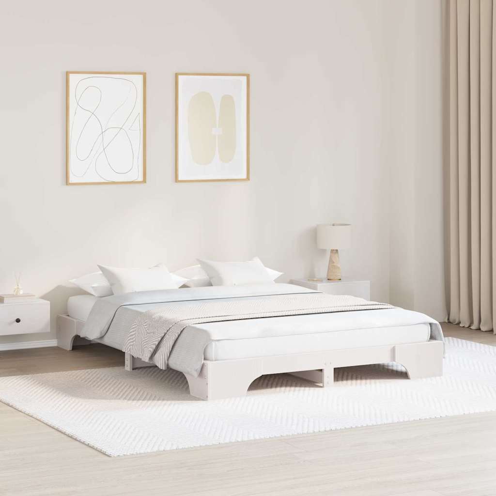 Sengestel Hvid 160 x 200 cm Massiv fyrretræ