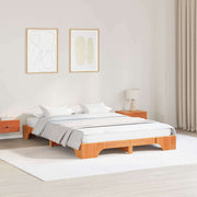 Sengestel Voks brun 140 x 200 cm Massiv fyrretræ