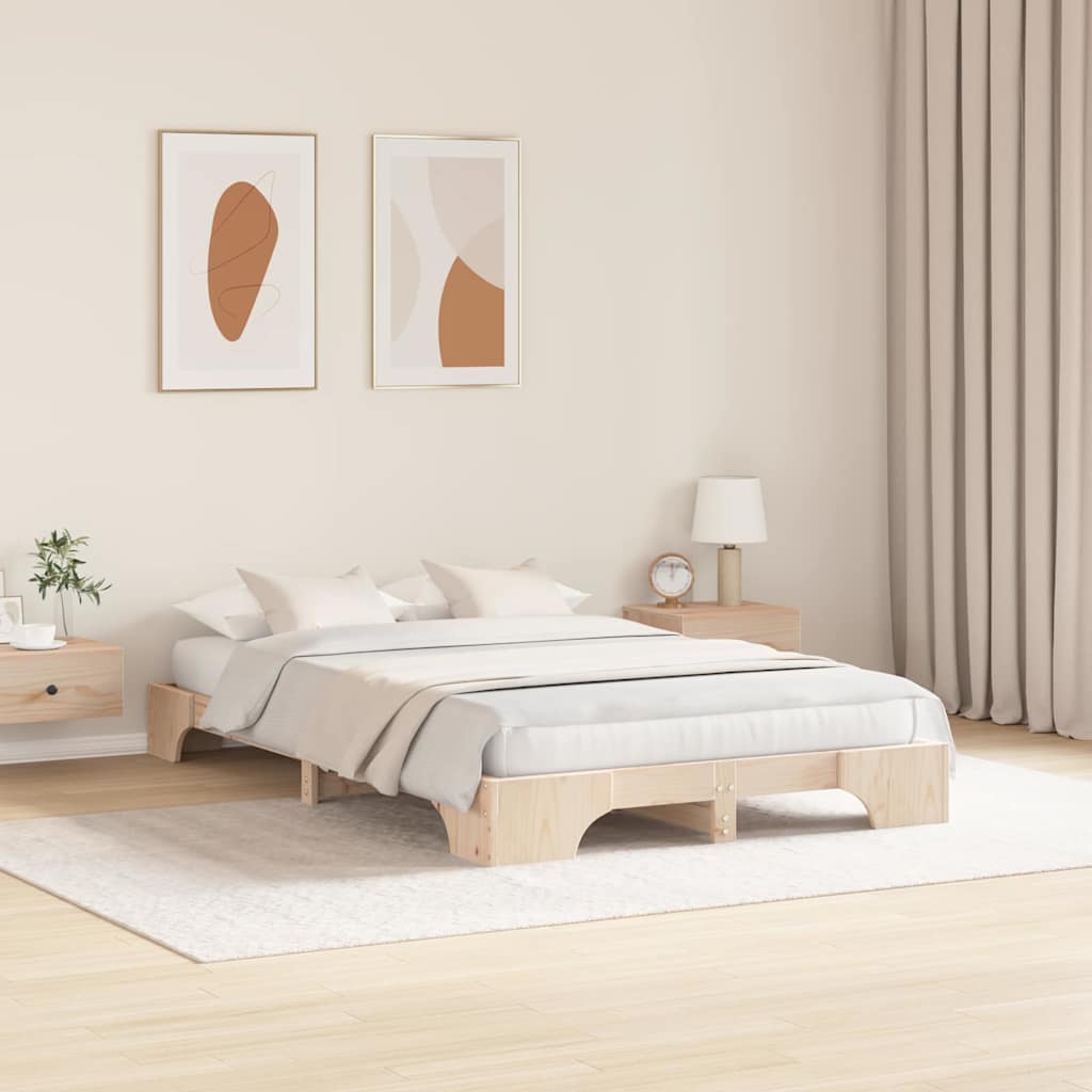 Sengestel Naturfarvet 120 x 200 cm Massiv fyrretræ