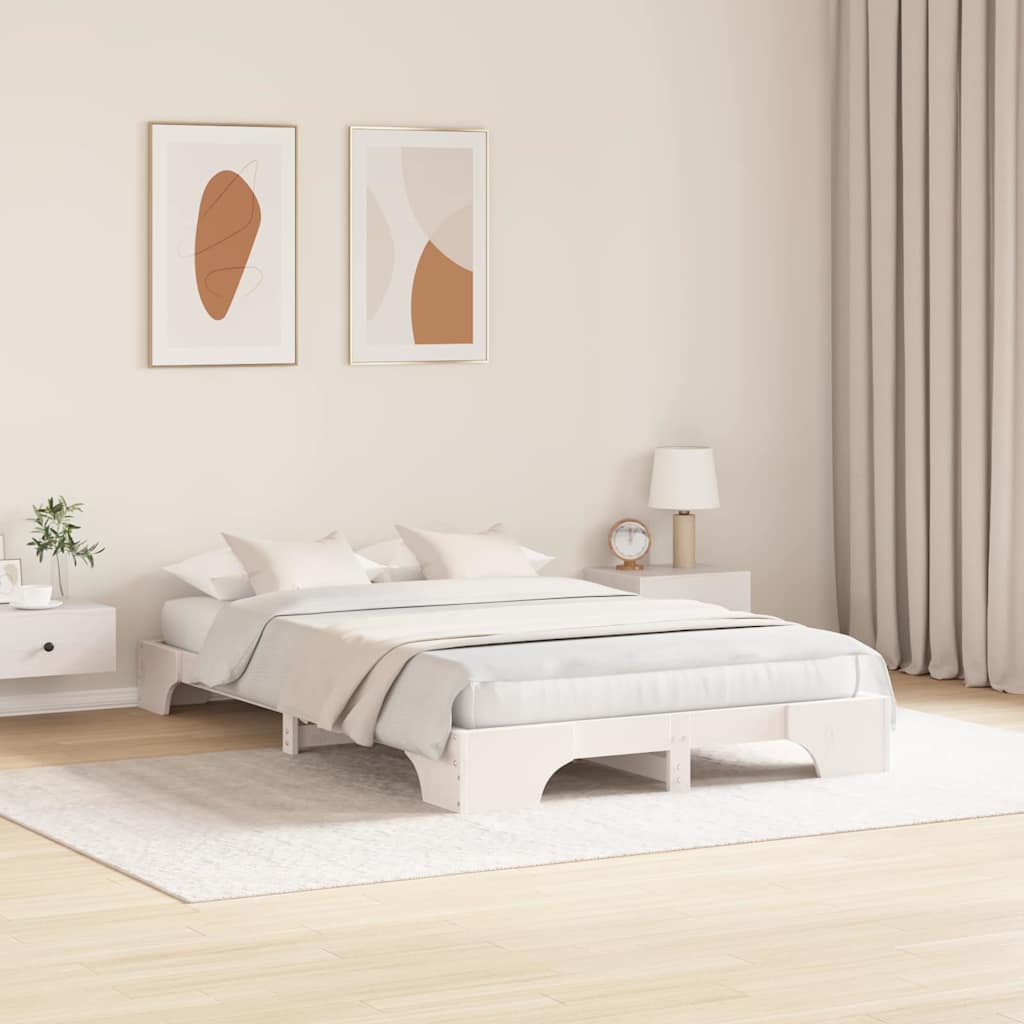 Sengestel Hvid 135 x 190 cm Massiv fyrretræ