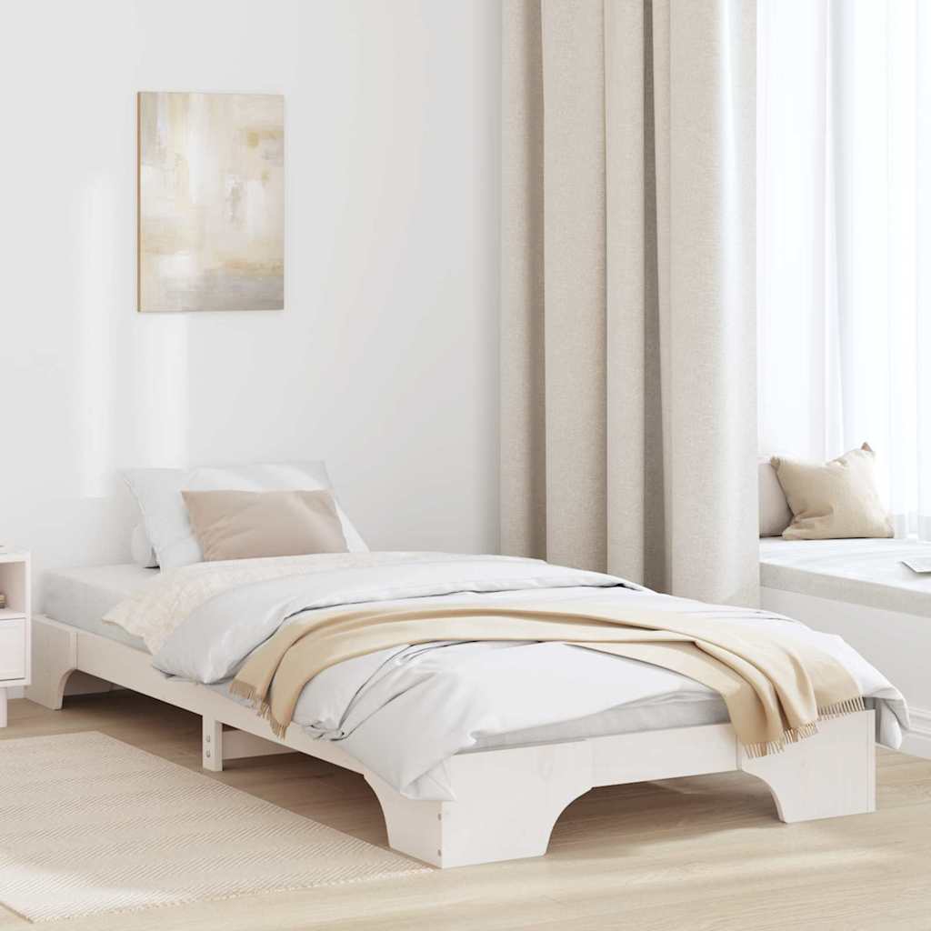Sengestel Hvid 100 x 200 cm Massiv fyrretræ