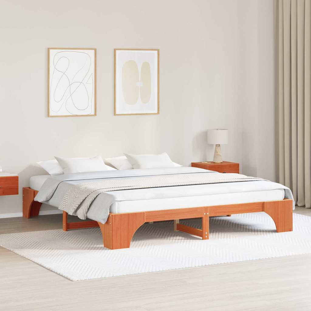 Sengestel Voks brun 180 x 200 cm Massiv fyrretræ