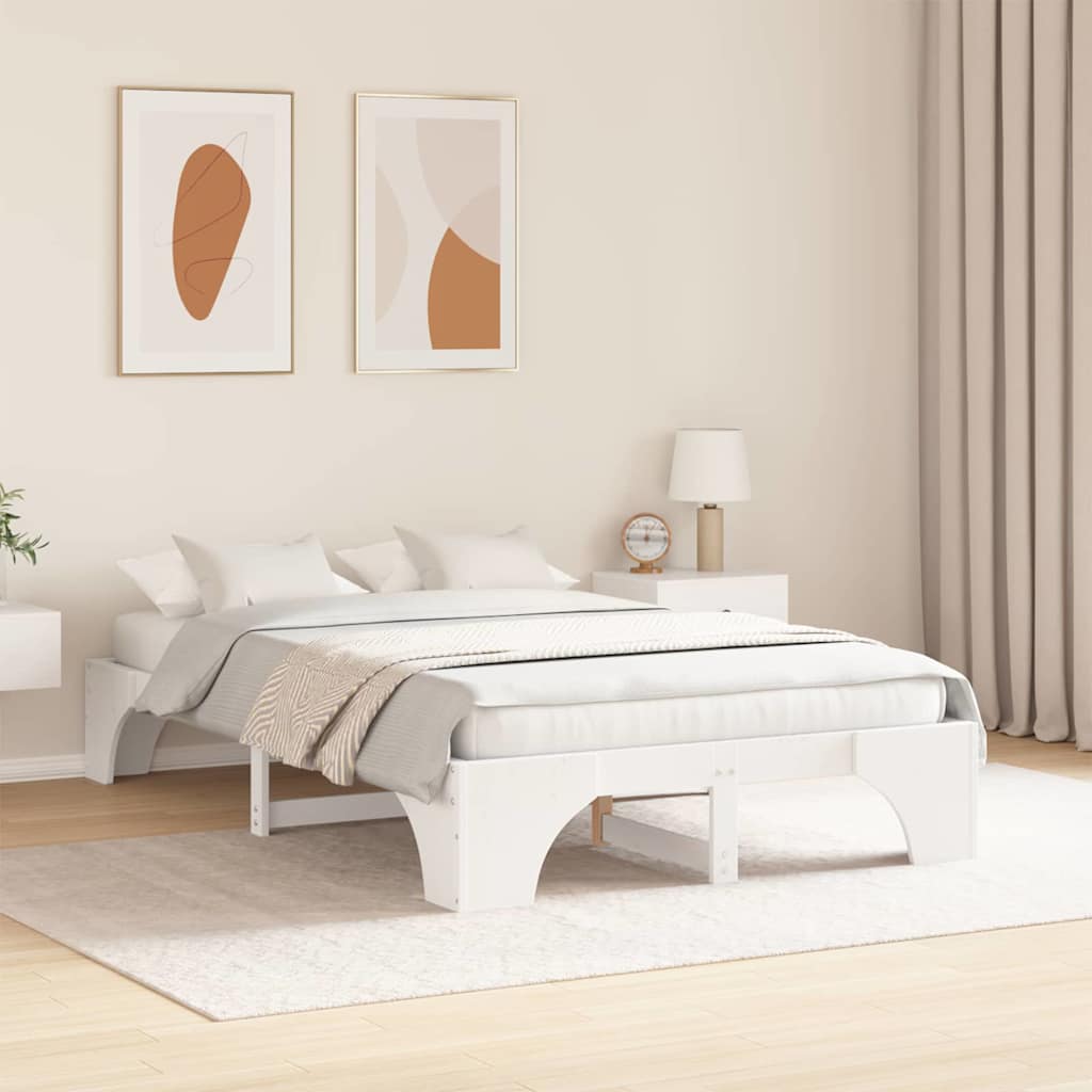 Sengestel Hvid 120 x 200 cm Massiv fyrretræ
