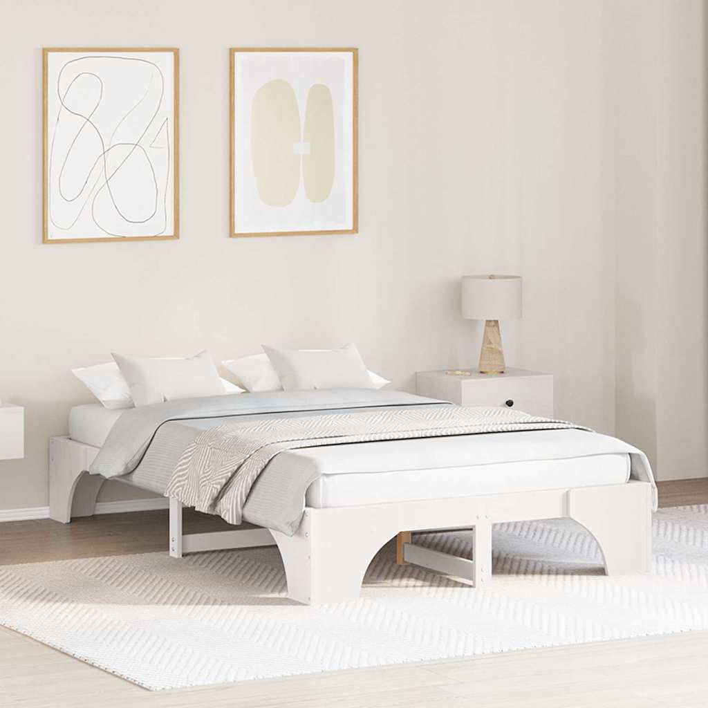 Sengestel Hvid 140 x 190 cm Massiv fyrretræ