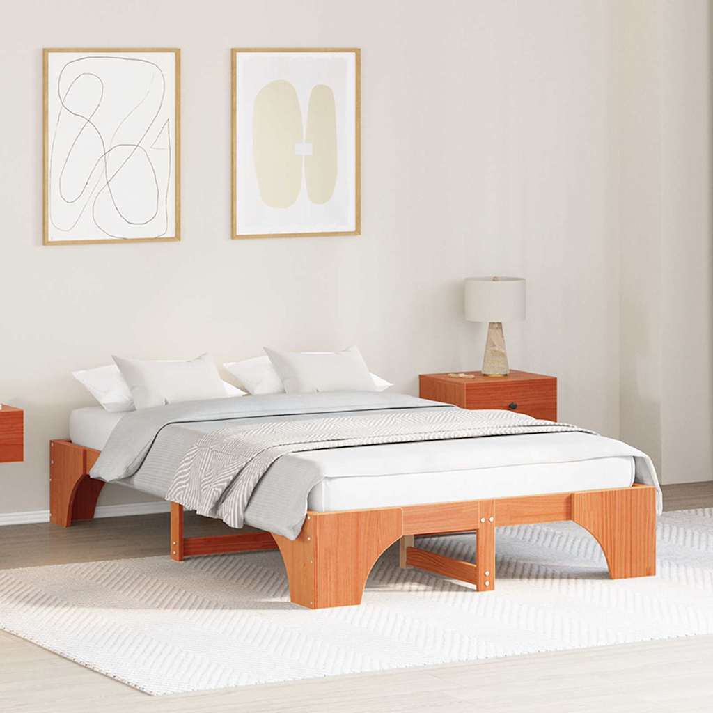 Sengestel Voks brun 140 x 190 cm Massiv fyrretræ
