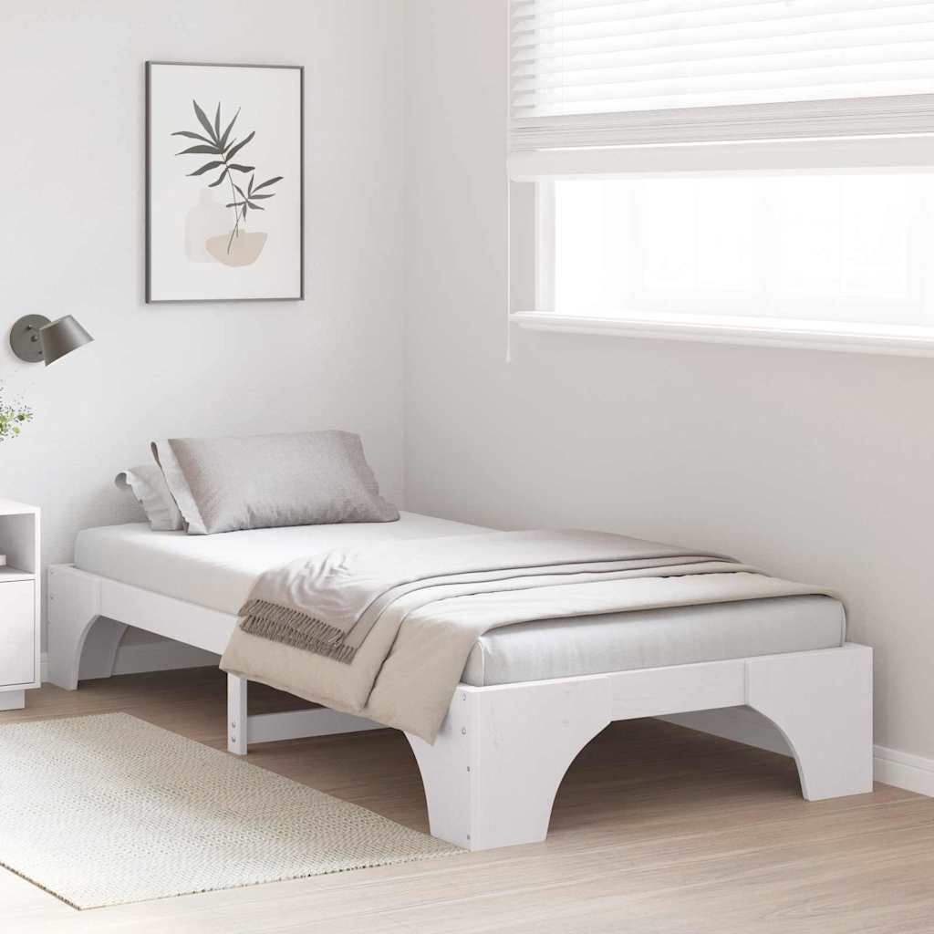 Sengestel Hvid 90 x 200 cm Massiv fyrretræ