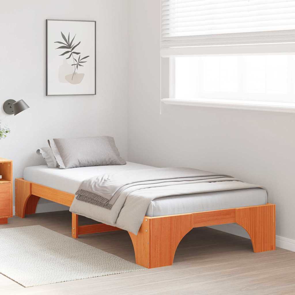 Sengestel Voks brun 90 x 200 cm Massiv fyrretræ