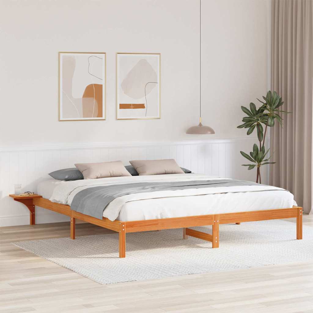 Sengestel Voks brun 200 x 200 cm Massiv fyrretræ