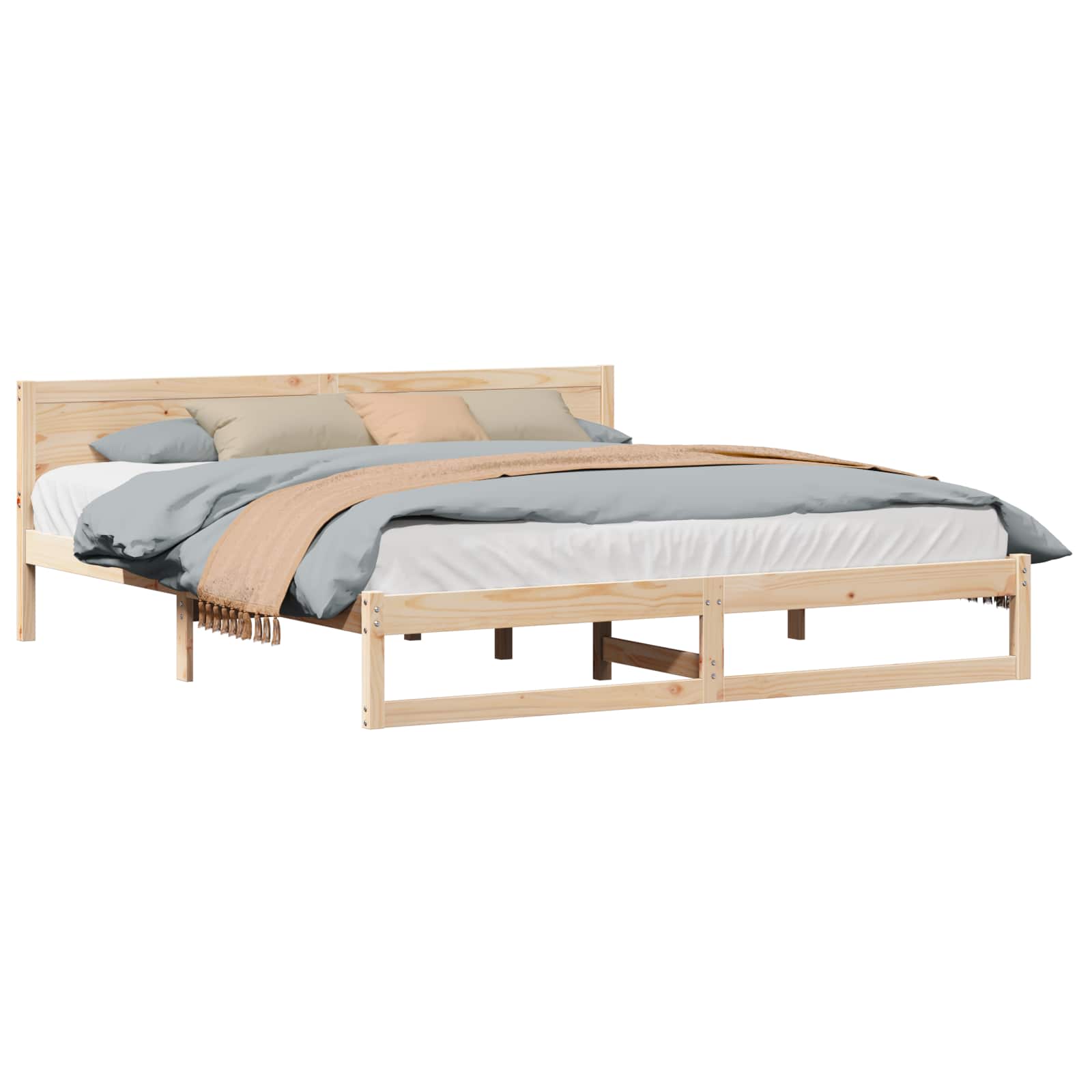 Sengestel Naturfarvet 180 x 200 cm Massiv fyrretræ