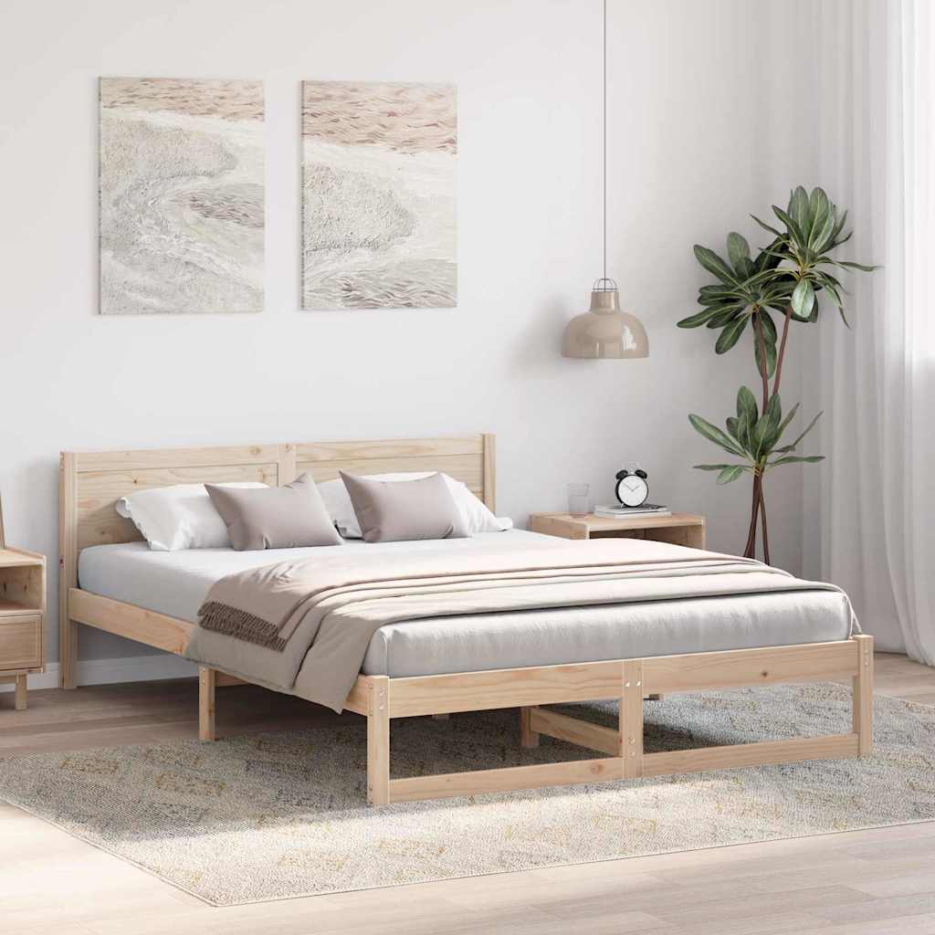 Sengestel Naturfarvet 160 x 200 cm Massiv fyrretræ