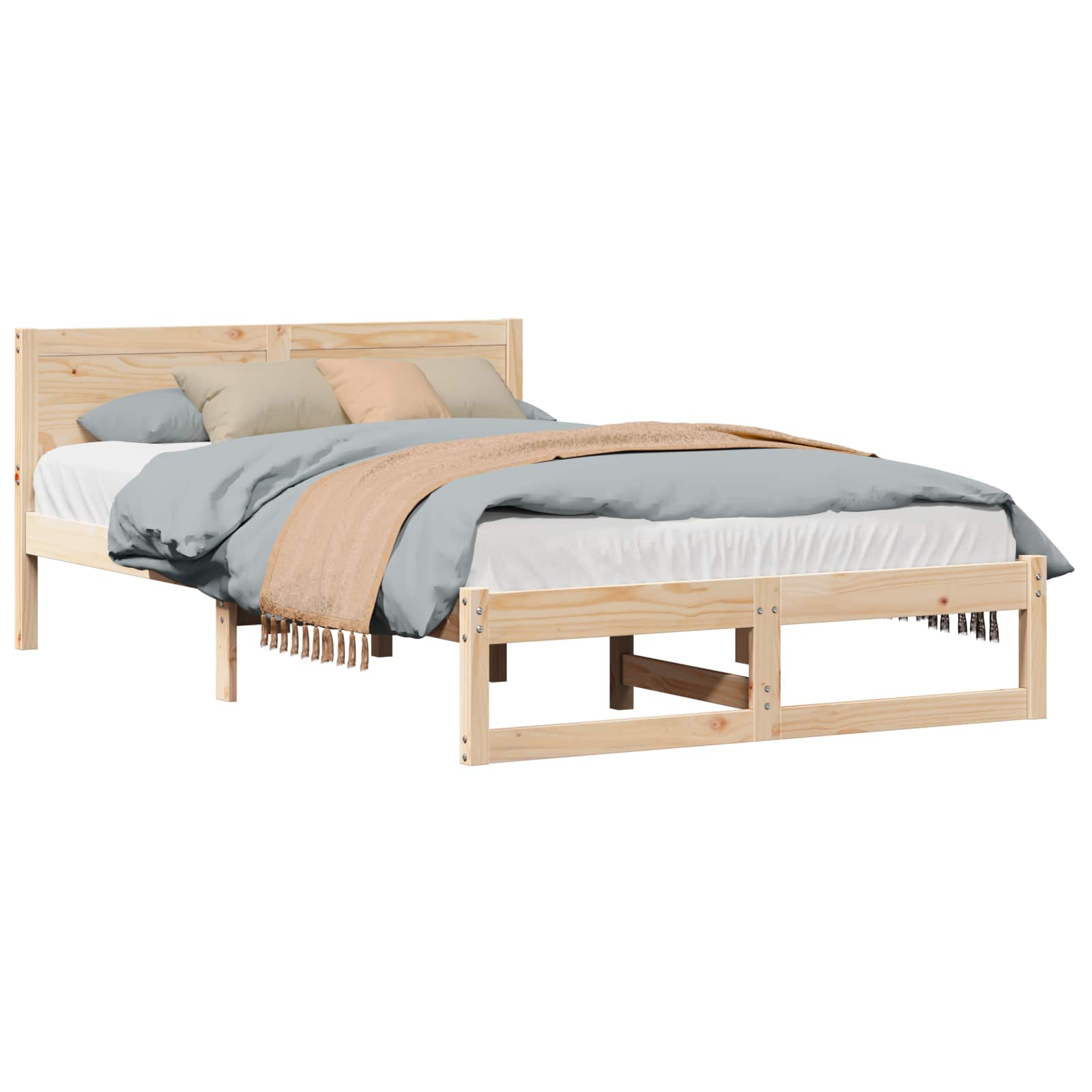 Sengestel Naturfarvet 120 x 200 cm Massiv fyrretræ