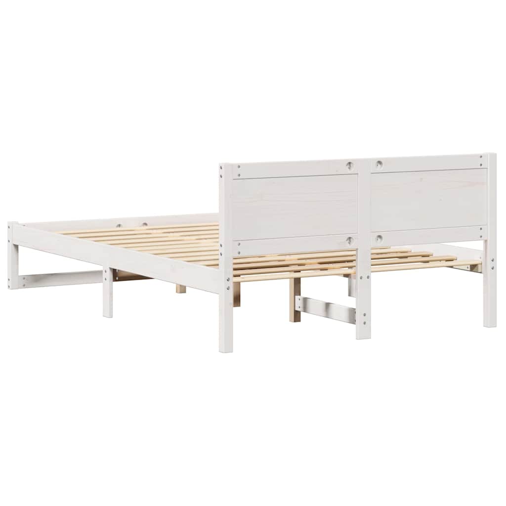 Sengestel med hovedgærde Hvid 120 x 190 cm Massiv fyrretræ