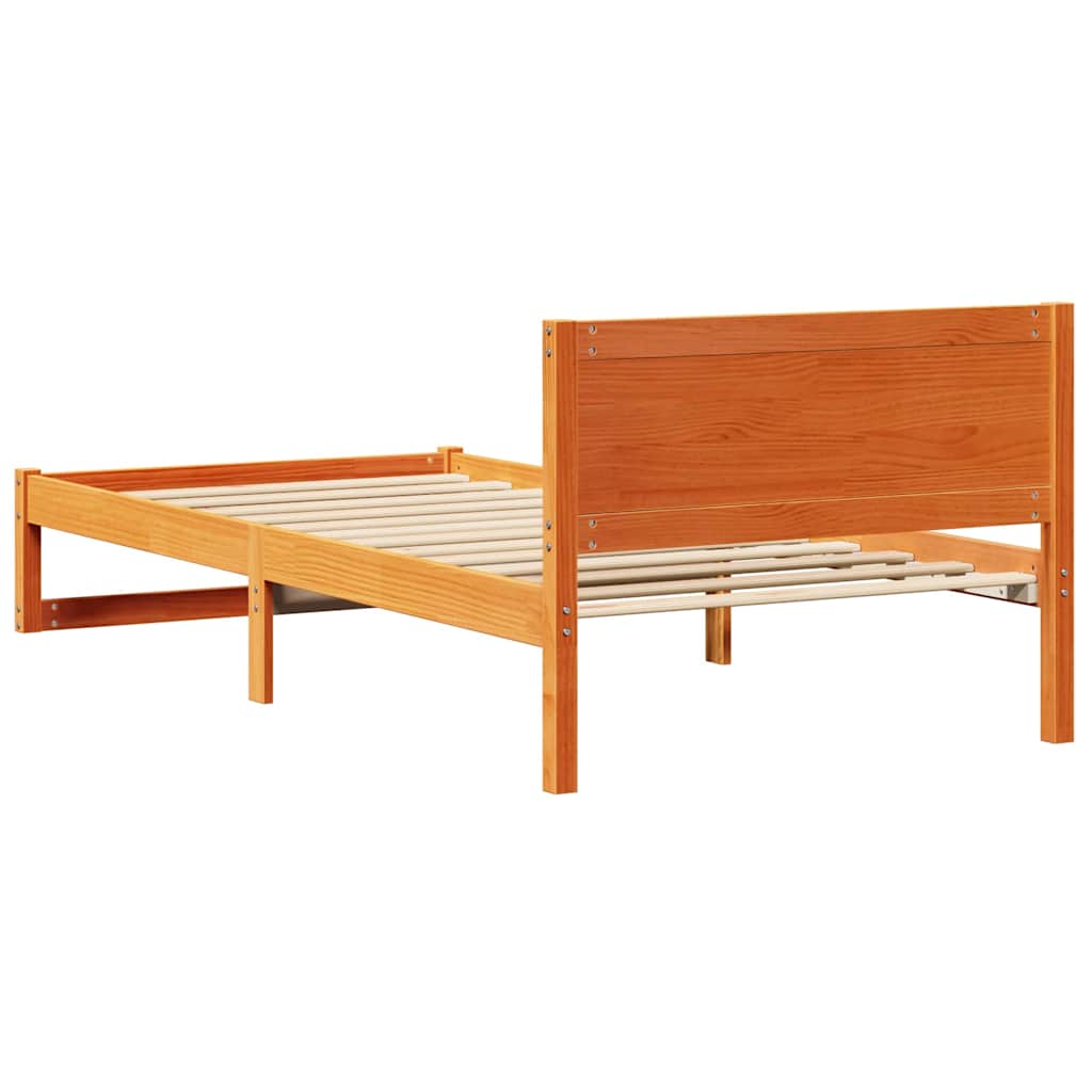 Sengestel med hovedgærde Voks brun 100 x 200 cm Massiv fyrretræ