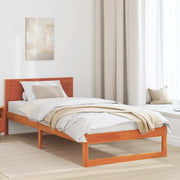 Sengestel med hovedgærde Voks brun 90 x 190 cm Massiv fyrretræ