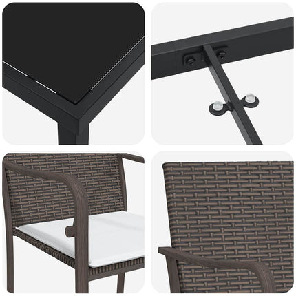 Have Spisebordssæt 3 pcs Brun og sort PE Rattan