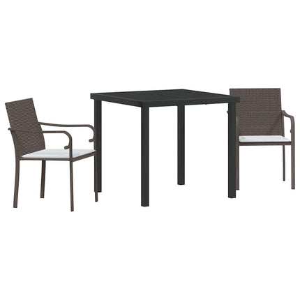 Have Spisebordssæt 3 pcs Brun og sort PE Rattan
