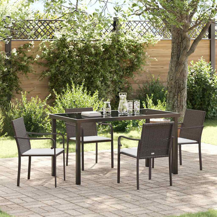 Have Spisebordssæt 5 pcs Brun og sort PE Rattan