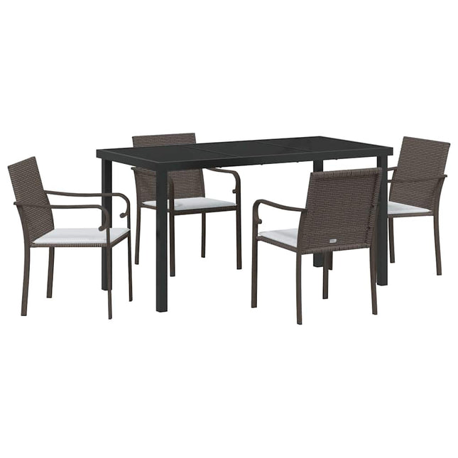 Have Spisebordssæt 5 stk. Brun og sort PE Rattan