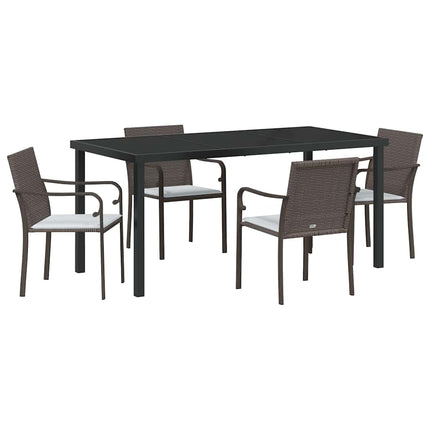 Have Spisebordssæt 5 pcs Brun og sort PE Rattan