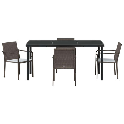 Have Spisebordssæt 5 pcs Brun og sort PE Rattan