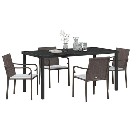 Have Spisebordssæt 5 pcs Brun og sort PE Rattan
