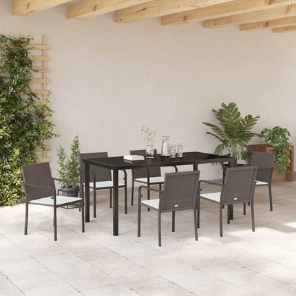 Have Spisebordssæt 7 pcs Brun og sort PE Rattan