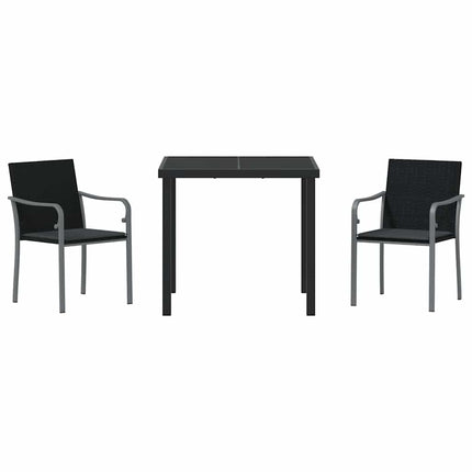 Have Spisebordssæt 3 pcs Sort og grå PE Rattan