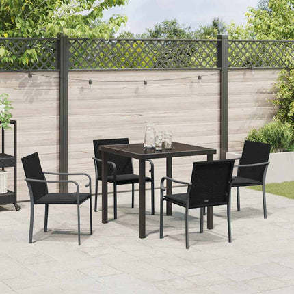 Have Spisebordssæt 5 pcs Sort og grå PE Rattan