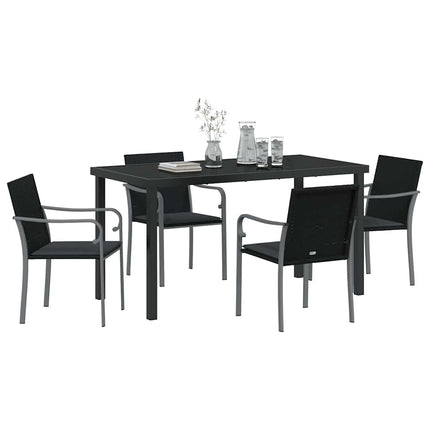 Have Spisebordssæt 5 pcs Sort og grå PE Rattan