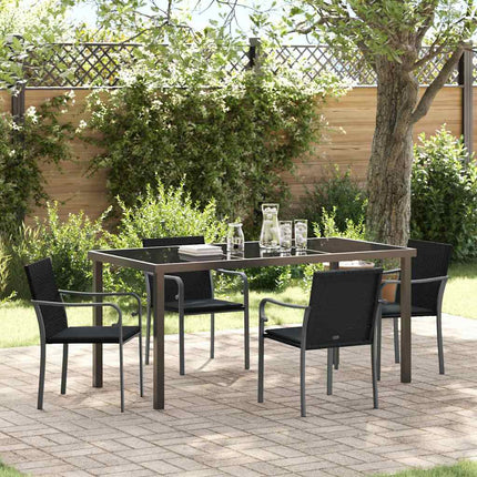 Have Spisebordssæt 5 pcs Sort og grå PE Rattan