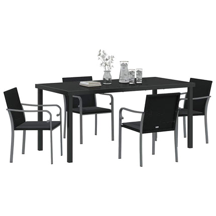 Have Spisebordssæt 5 pcs Sort og grå PE Rattan