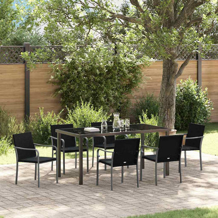 Have Spisebordssæt 7 pcs Sort og grå PE Rattan
