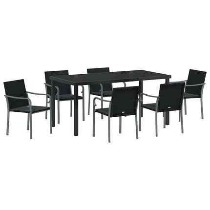Have Spisebordssæt 7 pcs Sort og grå PE Rattan