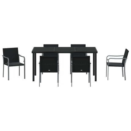 Have Spisebordssæt 7 pcs Sort og grå PE Rattan