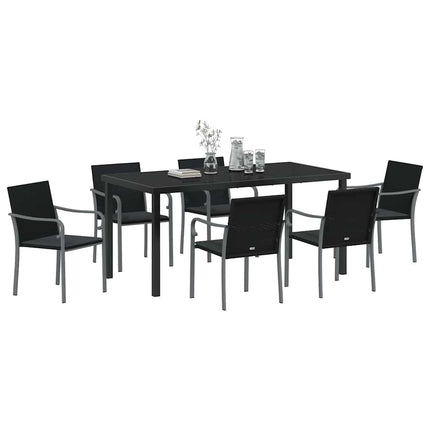 Have Spisebordssæt 7 pcs Sort og grå PE Rattan