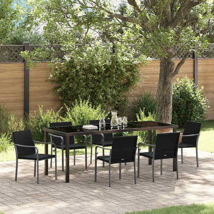 Have Spisebordssæt 7 pcs Sort og grå PE Rattan