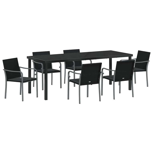 Have Spisebordssæt 7 stk. Sort og grå PE Rattan