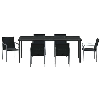 Have Spisebordssæt 7 pcs Sort og grå PE Rattan
