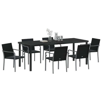 Have Spisebordssæt 7 pcs Sort og grå PE Rattan