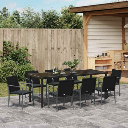 Have Spisebordssæt 9 pcs Sort og grå PE Rattan