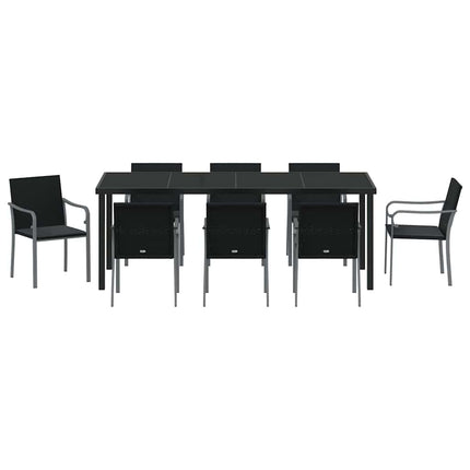 Have Spisebordssæt 9 pcs Sort og grå PE Rattan