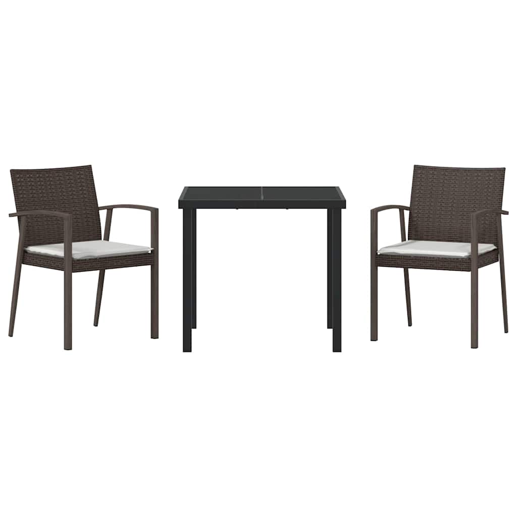 Have Spisebordssæt 3 pcs Brun og sort PE Rattan